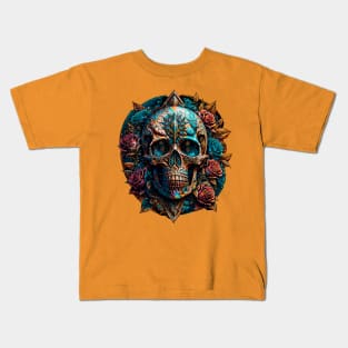 Skull & Roses (1.1) - Trippy Psychedelic Skulls Kids T-Shirt